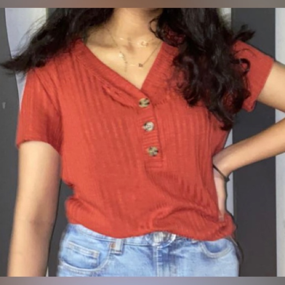 burnt orange sweater t-shirt